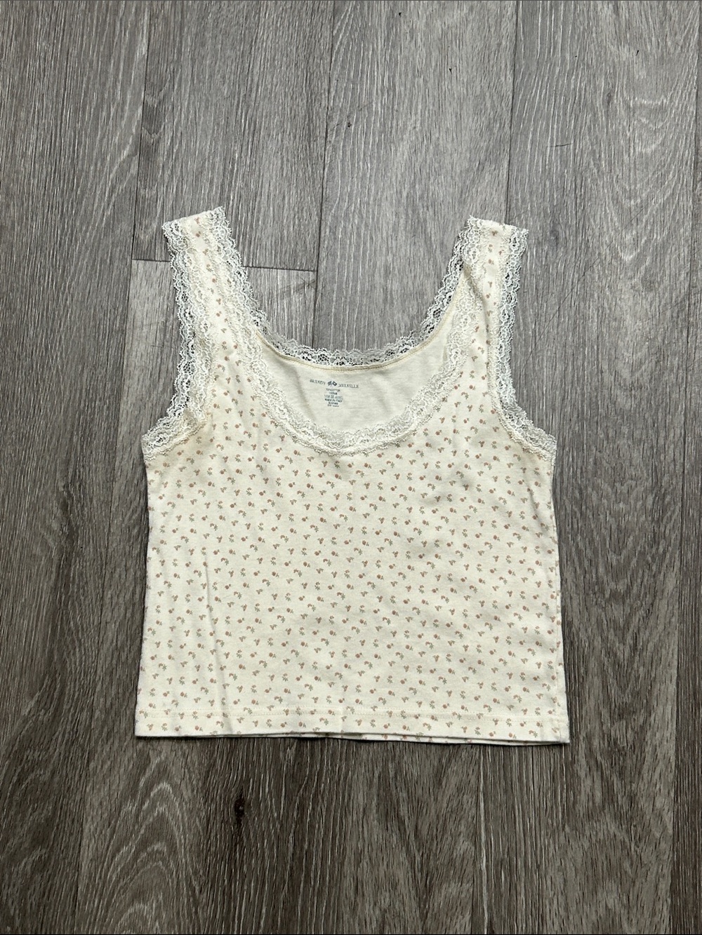 Lace-Trim Floral Brandy Melville Tank Top